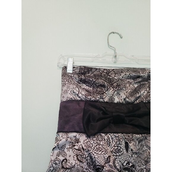 Ruby Rox Juniors 5 Prom Club Bubble Dress Strapless Black Silver Sash Sleeveless - Picture 4 of 5